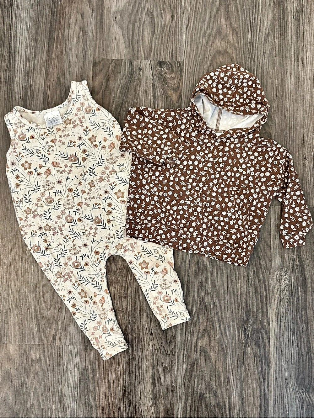 Jax & Lennon Floral Set Brown & Cream Baby 6-12M